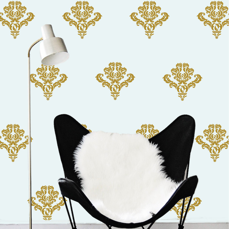 Damask Wall Accent Stickers Pattern Wallpaper Fancy Abstact Vinyl Design, e18