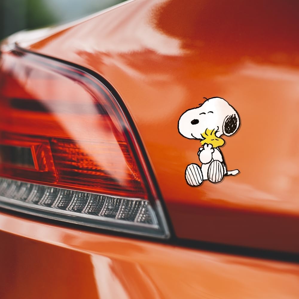 Peanuts Snoopy Hugging Woodstock, cute sticker with bright colors 3"W x 4.5"H