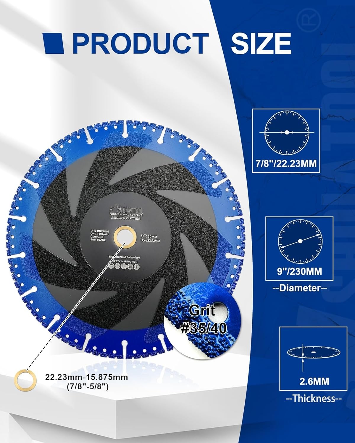 9 Inch Metal Cutting Diamond Blade All Purpose Cut Off Wheel for Rebar Sheet …