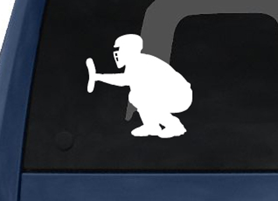 Sports Silhouette- Baseball Catcher Side Version 1 – Car Tablet Vinyl Decal