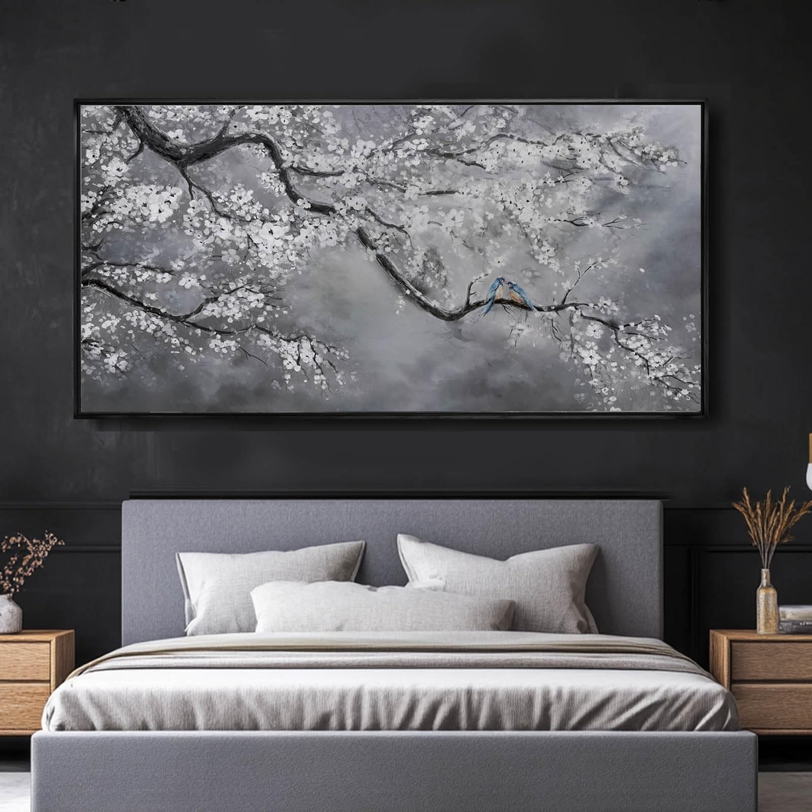 Artexist Flower Canvas Wall Art Black and White Wall Poster Scenery Wall Deco…