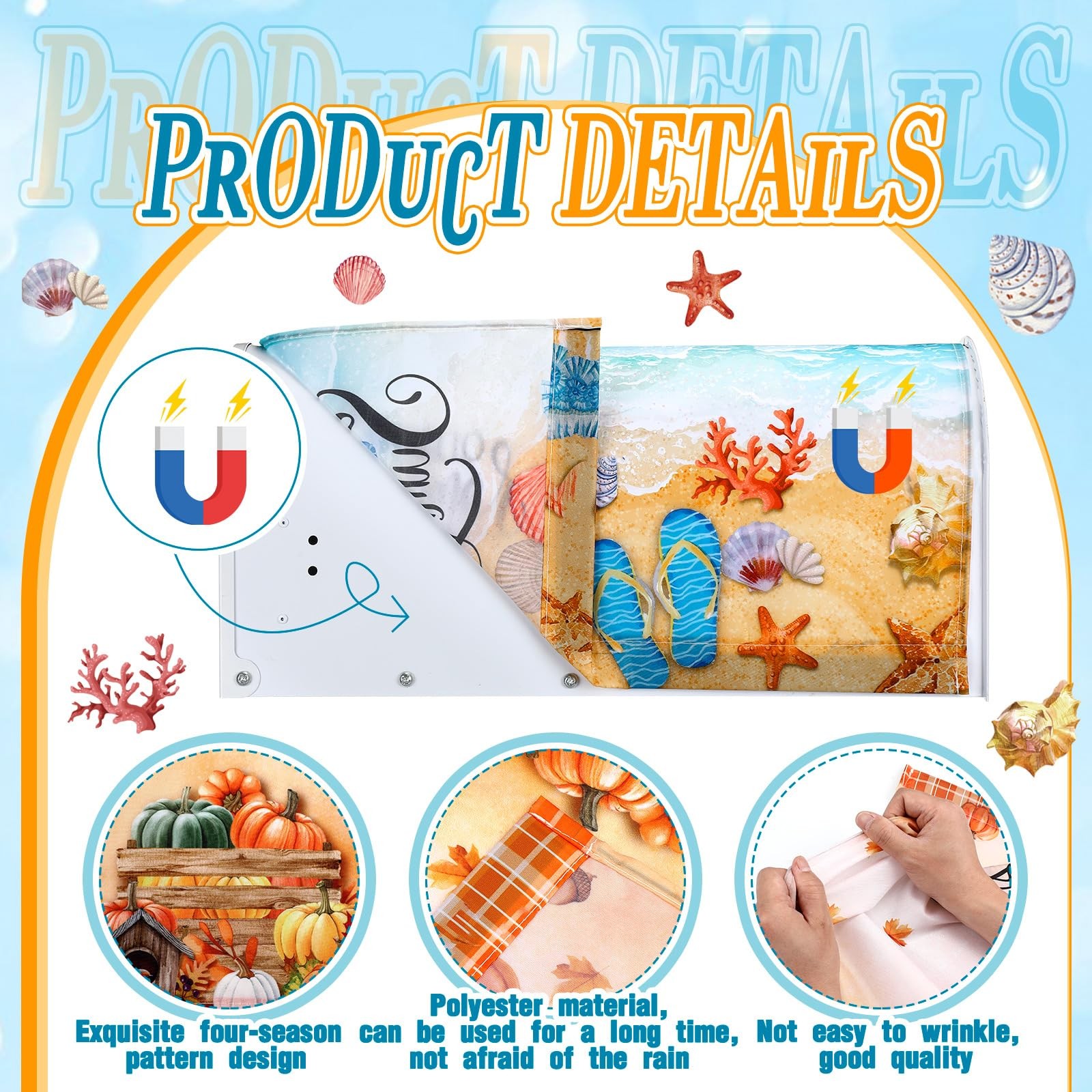 Dispowreath 4 Pcs Mailbox Covers Magnetic Standard Size 18 x 21 Inch Beach