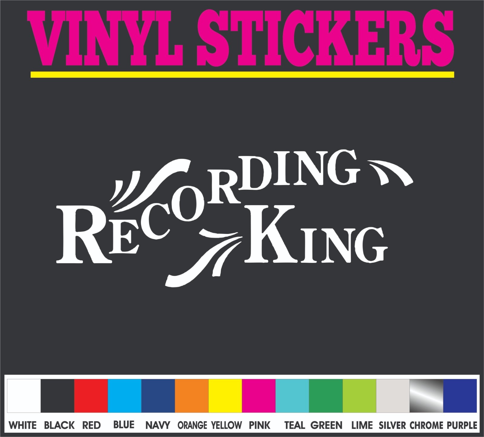 This decal/sticker is compatible with Recording King Guitars and others 9"