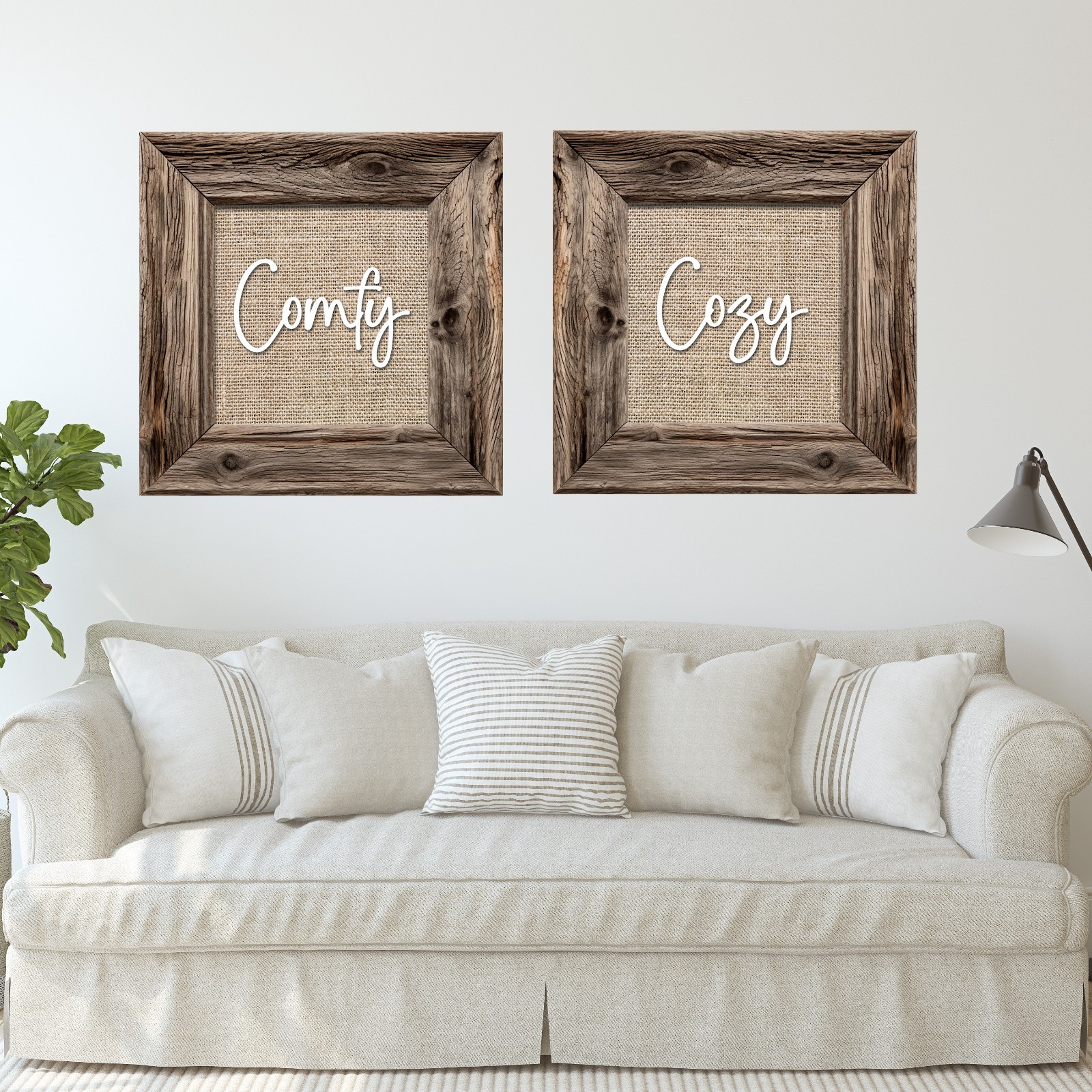 3D Illusion Peel & Stick Wall Art Decals – Set of 2 Large Rustic Frame Art