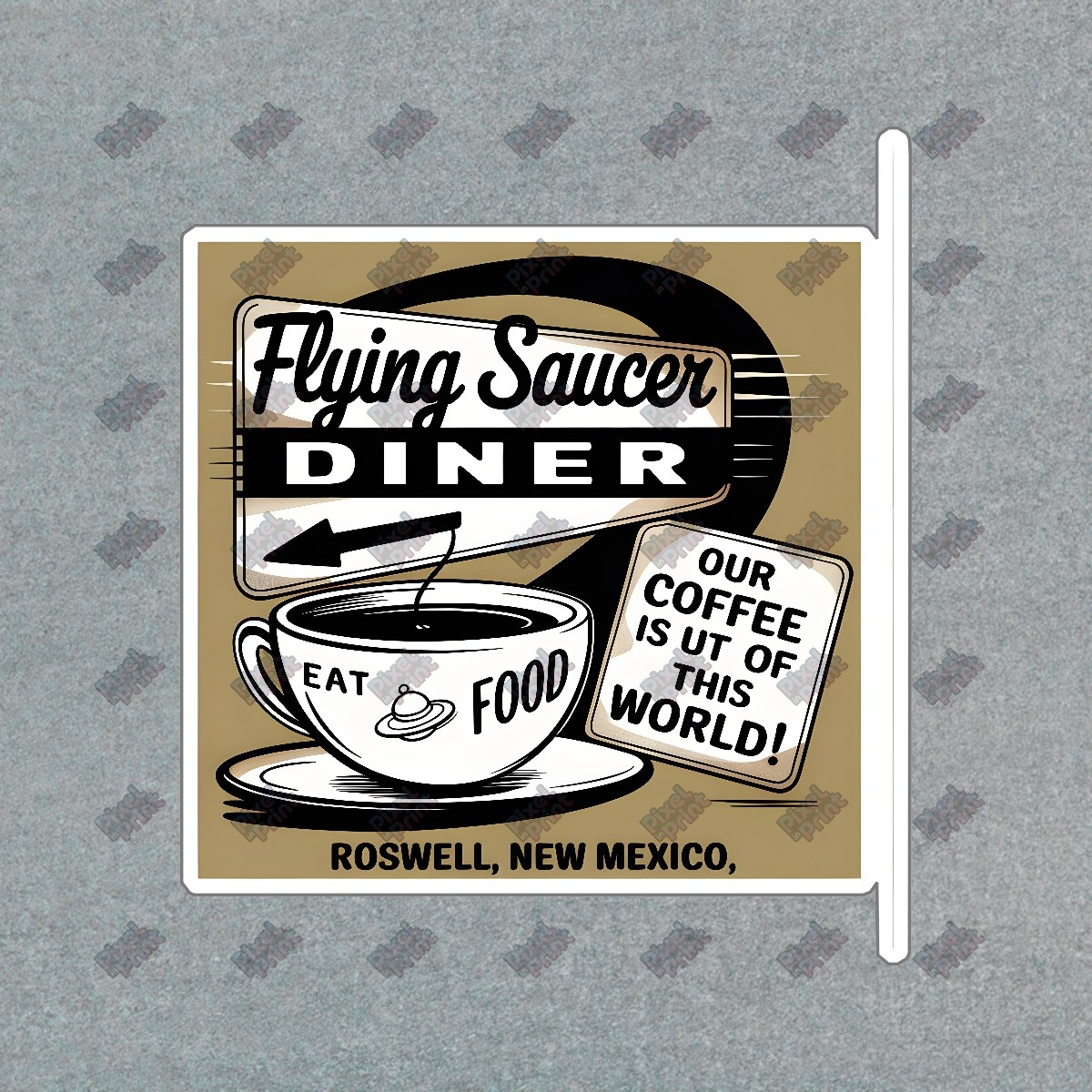 Vintage Flying Saucer Diner Sign Retro Coffee & Food Decor Roswell, #8316