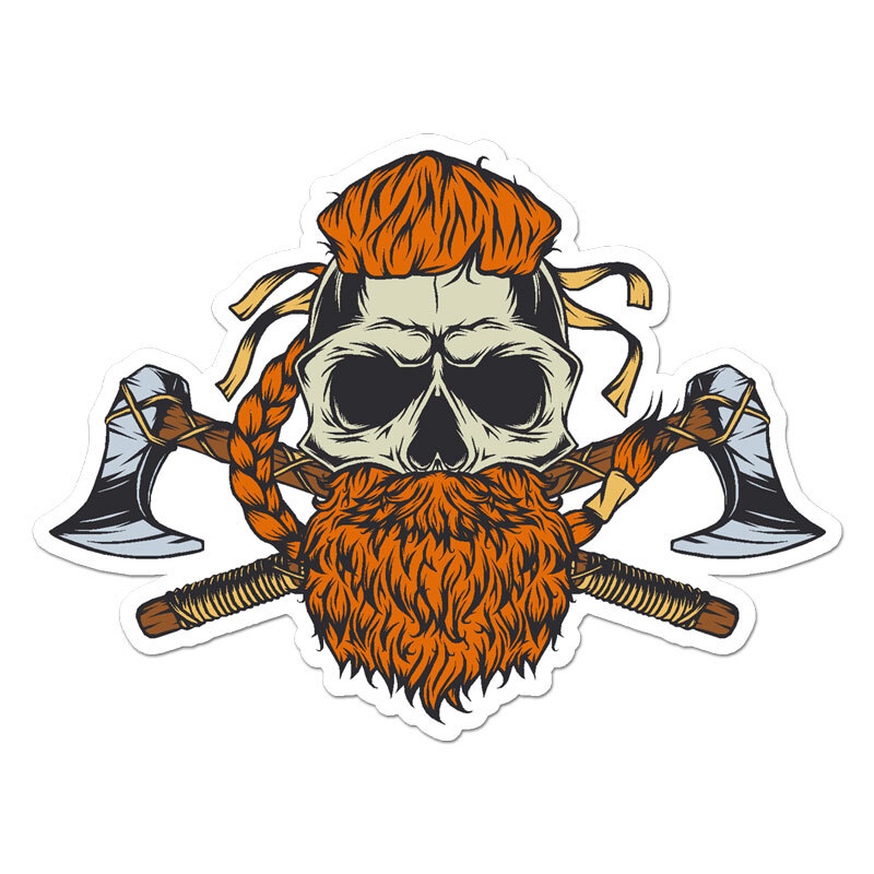 Viking Axes Skull, Vinyl Decal Sticker, Indoor Outdoor, 3 Sizes, #11475