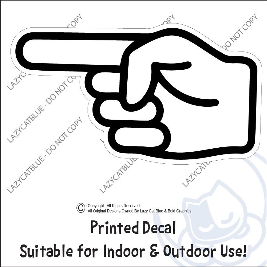Pointing Hand Decal Sticker Left Right or Both Pointer Finger Marker Here Point