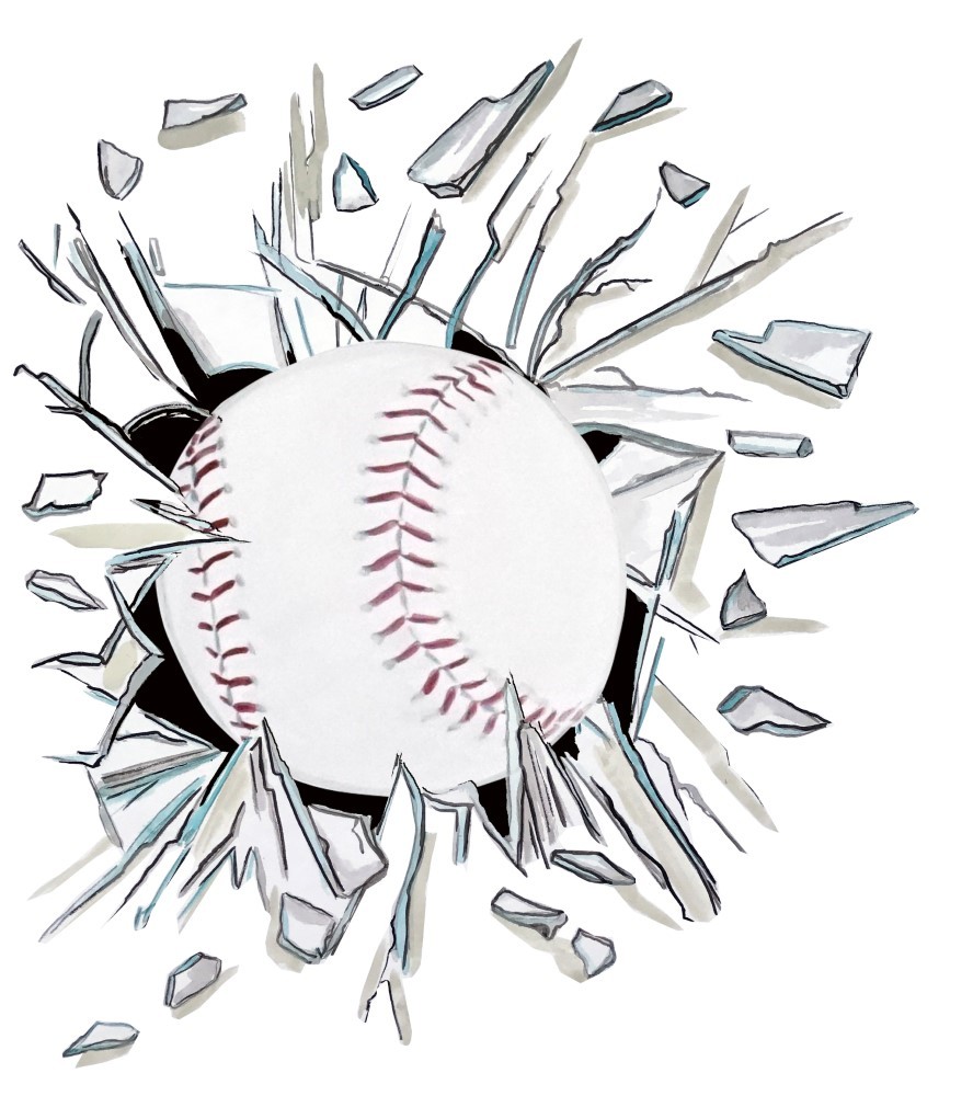 Decal Vinyl Sticker Broken Glass Baseball Made in USA