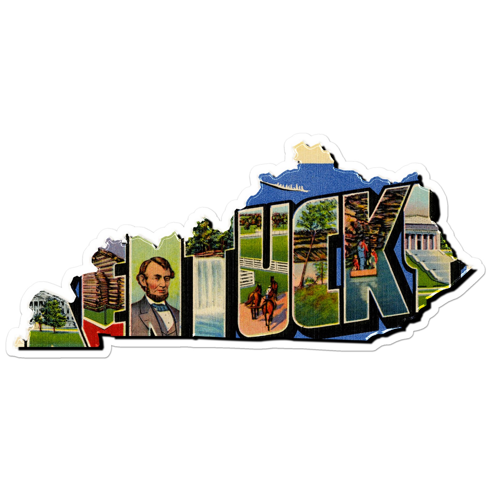 Vintage Kentucky Map – Vinyl Decal Sticker – Car Window Laptop – ebn8864