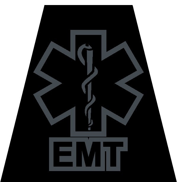 Reflective subdued Black EMT PARAMEDIC AEMT Tetrahedron Helmet Decal You Pick