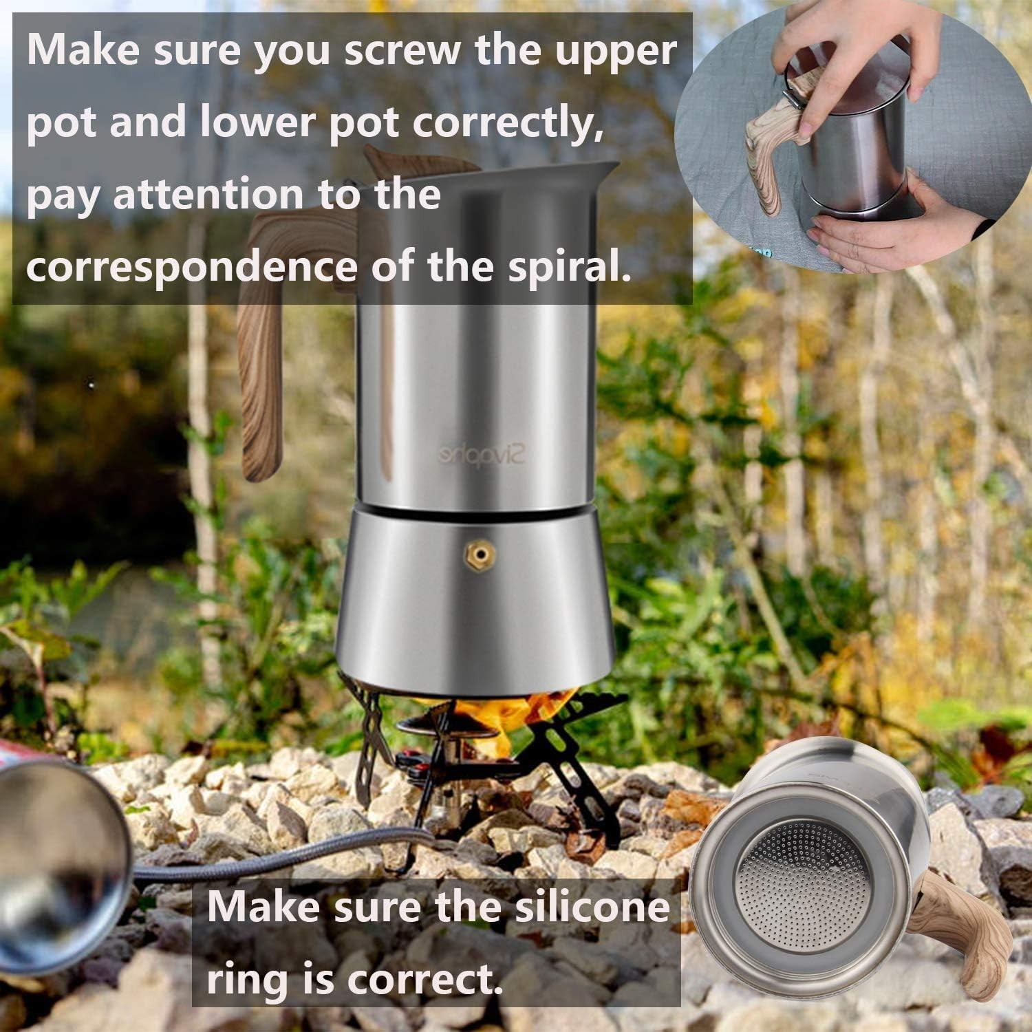 Stovetop Espresso Maker Stainless Steel 9 Cups, Induction-Capable Mocha Pot 4…