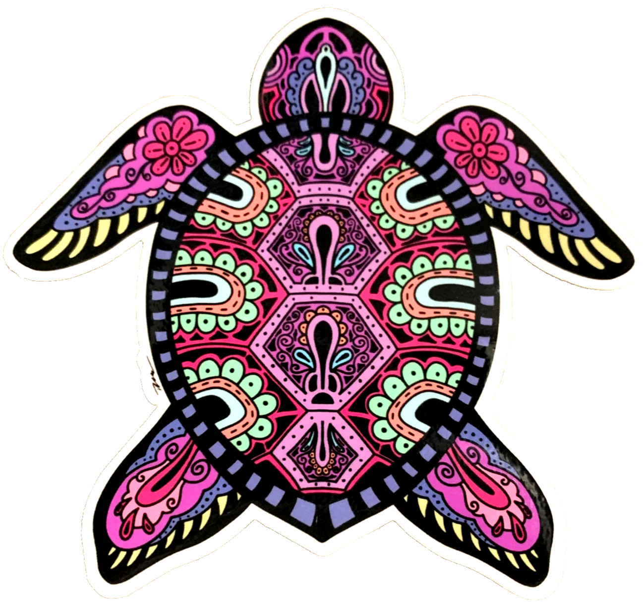 Sea Turtle Multi Colored Die Cut Sticker *NEW* 4-1/4" x 4-1/4"