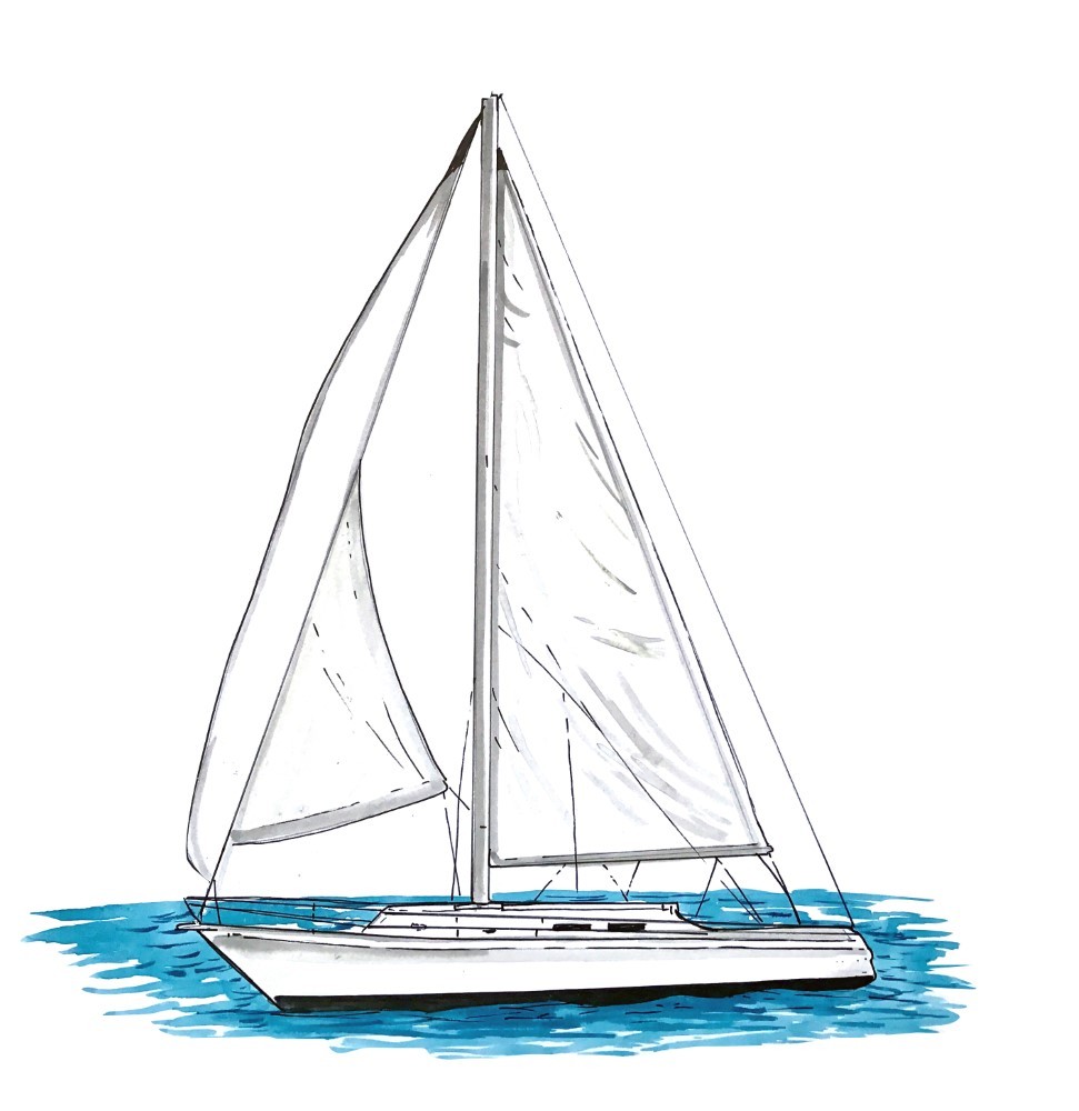 Sloop Sailboat – Printed Vinyl Decal Sticker – Car Truck SUV Cooler Tumbler