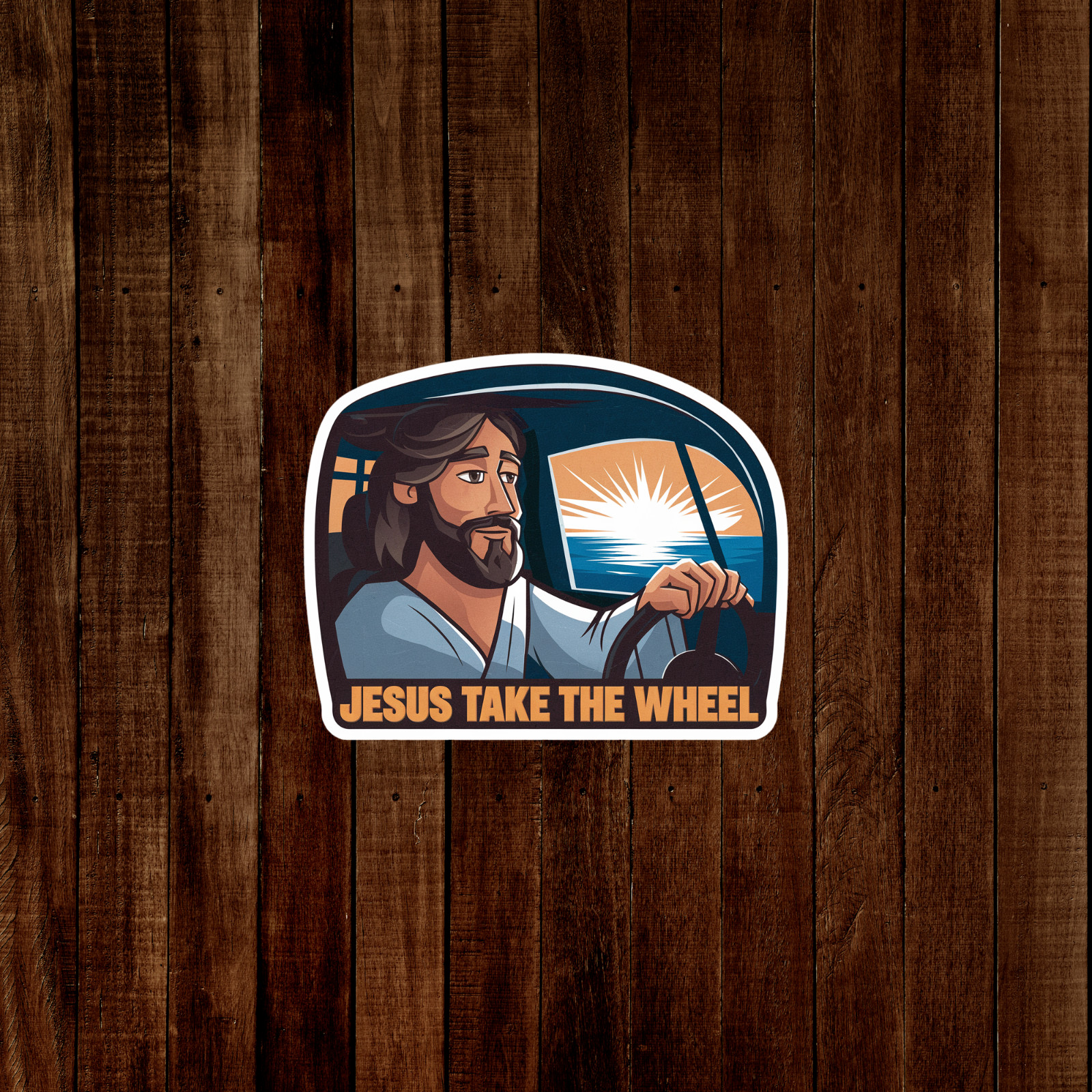 Jesus Take The Wheel Christian Sticker – Inspirational Quote, Driving, Religion