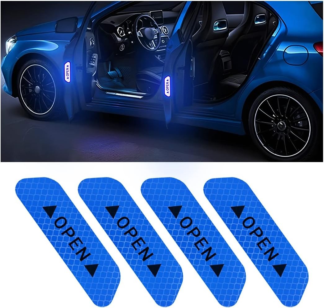 Reflective Car Door Warning Stickers 4 Pack Night Safety Anti Collision