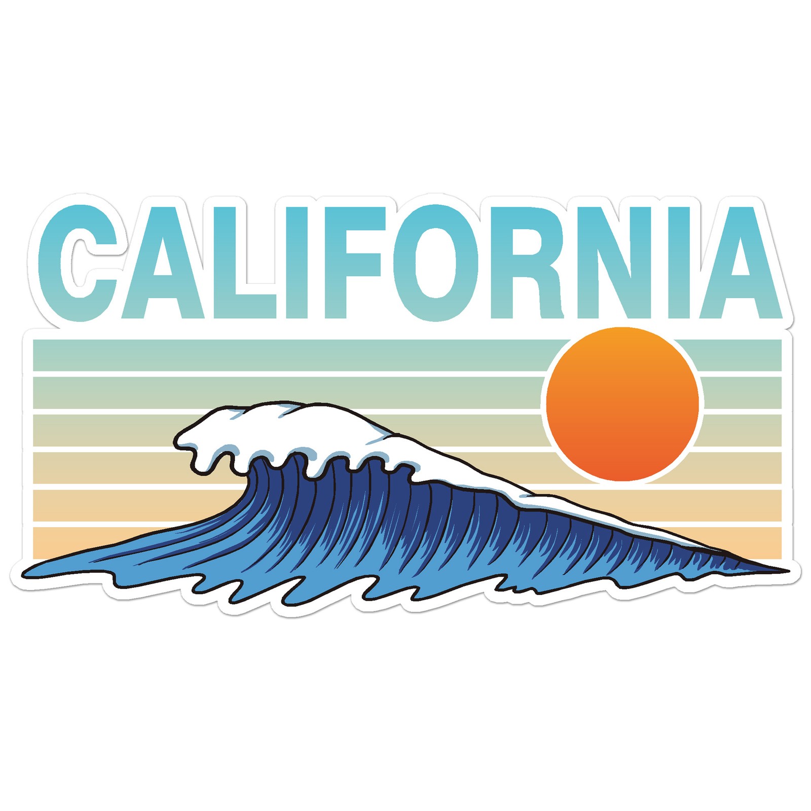 California Wave Sun – Vinyl Decal Sticker – Car Window Laptop – ebn7623