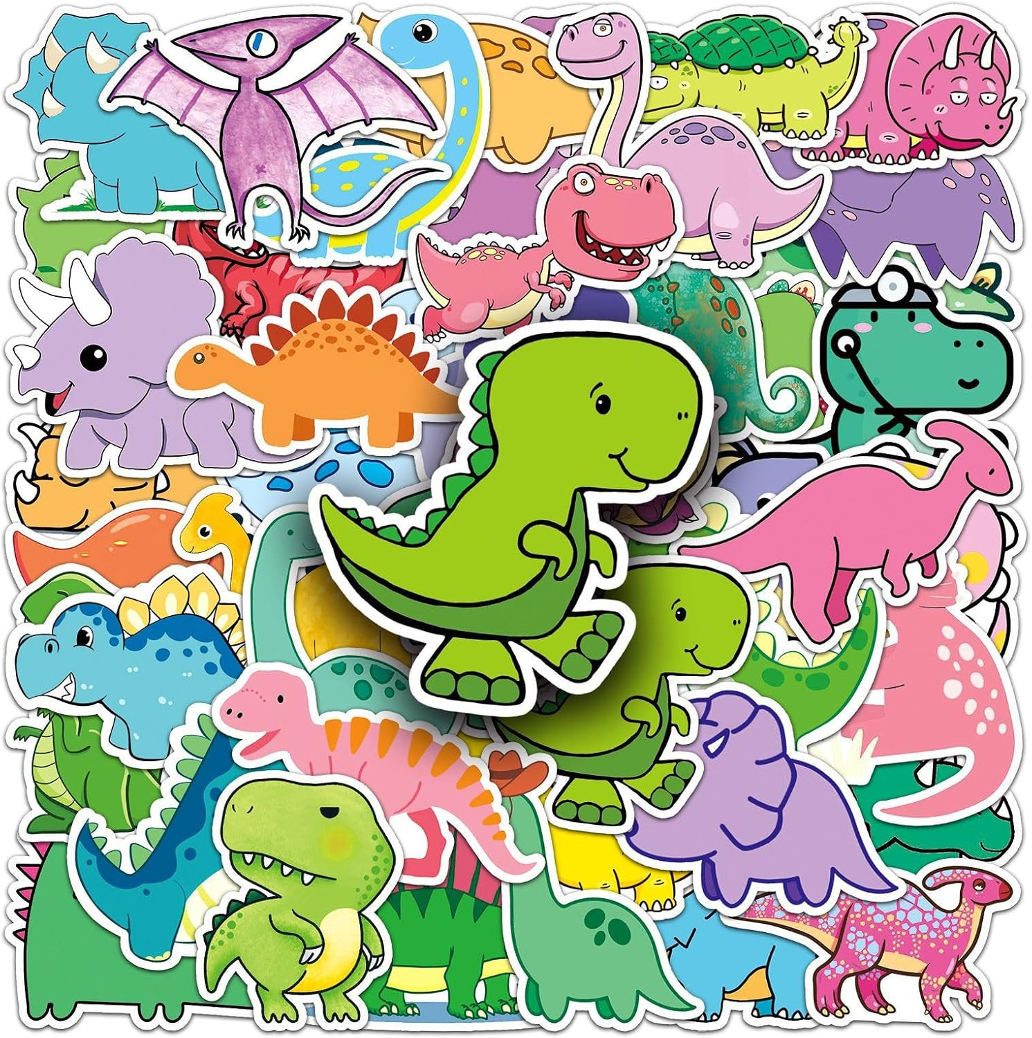 50 Dinosaur Stickers Pack Cute Funny Dino Vinyl Stickers for Water Bottles Lapto