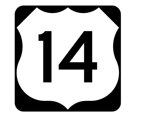 US Route 14 Sticker R1882 Highway Sign Road Sign