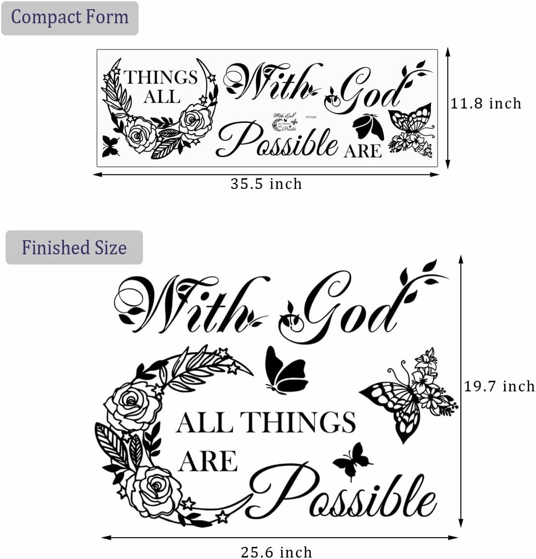 Inspirational God Things Are Possible Vinyl Wall Sticker Peel and Stick Quote Bi