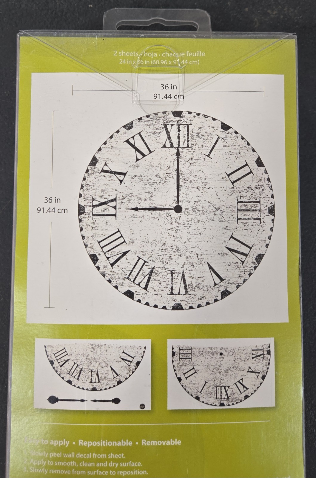 Wall Pops! Wall Art "Reclaimed Clock" Wall Decal Kit Peel Stick 36"x 36"