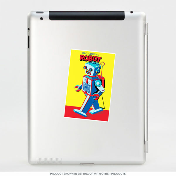 Mechanical Walking Toy Robot Vinyl Sticker Vintage Style Laptop Decal 3 x 4.6