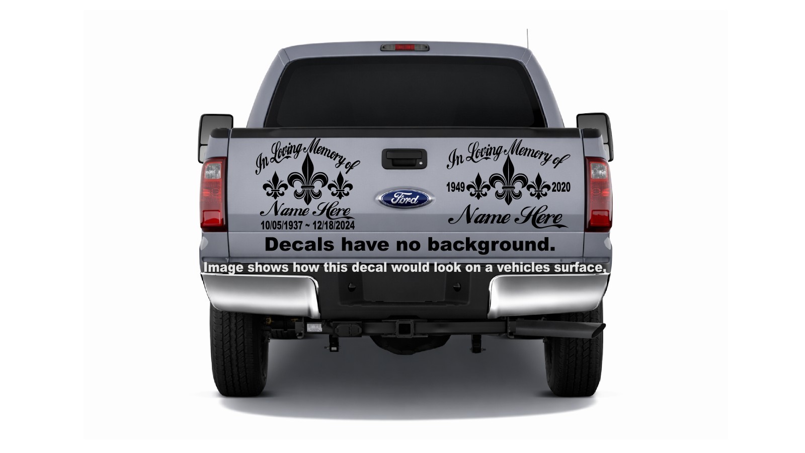 In Loving Memory Decal Triple Fleur‑de‑Lis Faith Symbol | Window Vinyl Sticker
