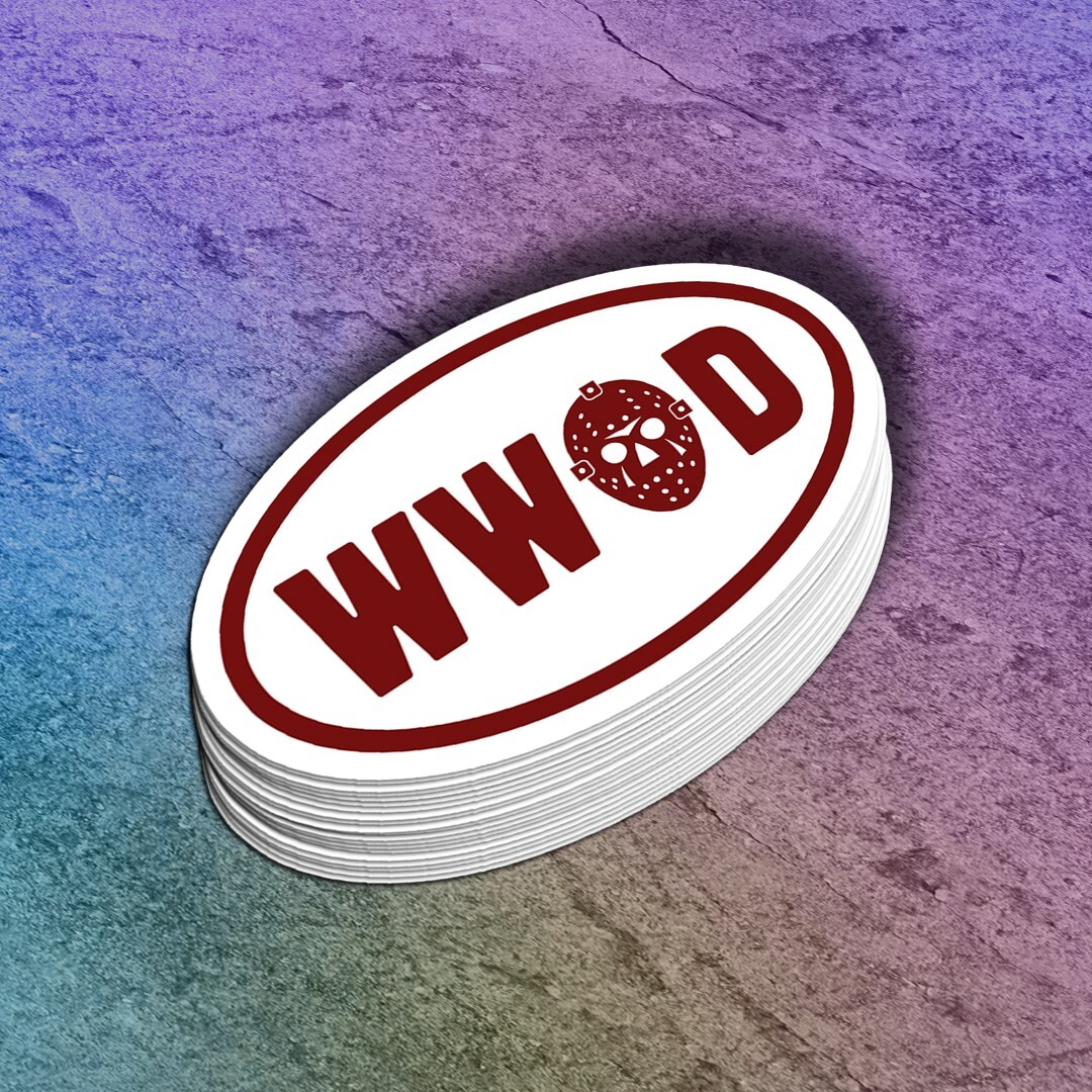 Funny Vinyl Horror Sticker: "What Would Jason Do" Laptop, Water Bottle Decal