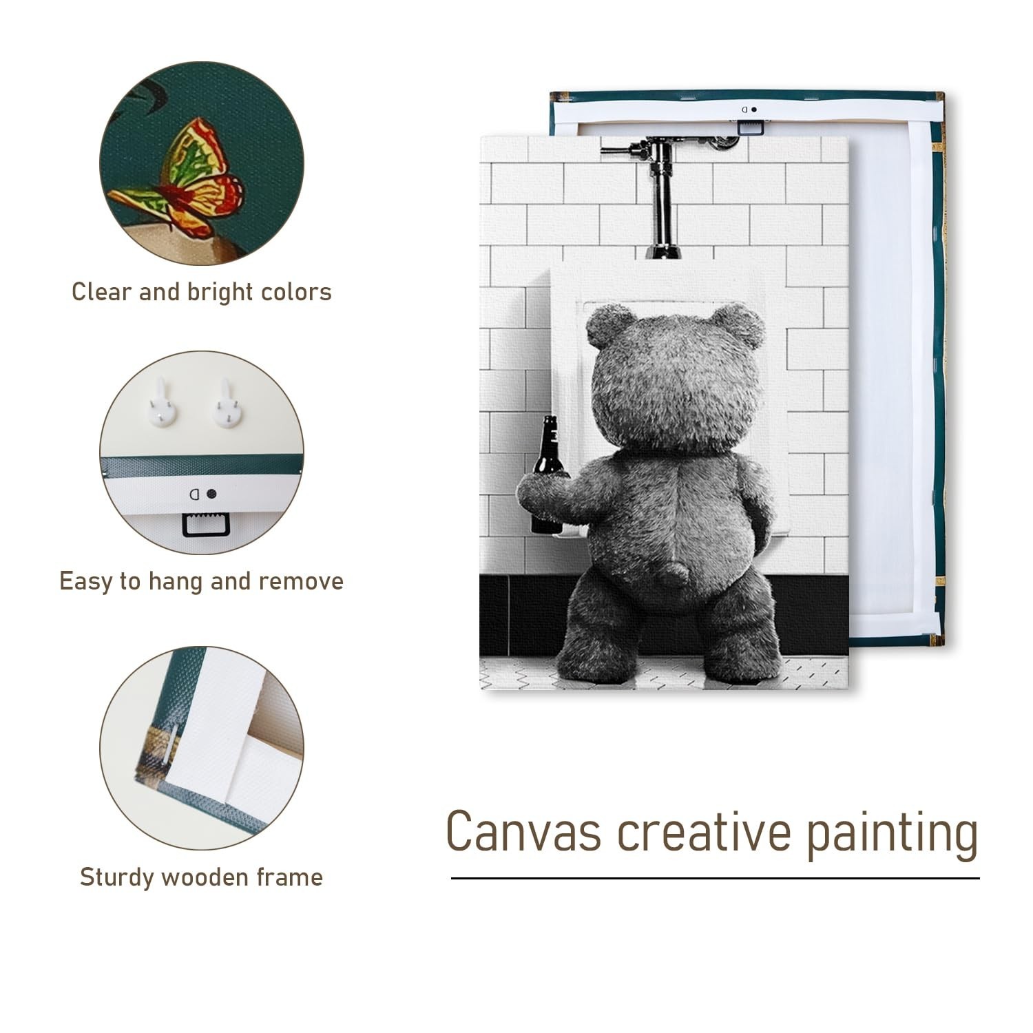 DIHSIEG Inspirational Canvas Wall Art funny bathroom wall art Print Poster, F…