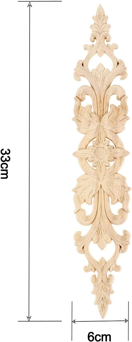 MUXSAM 4Pcs Long Wood-Carved Onlays Appliques for 33x6cm/12.99"x2.36", 4-pack