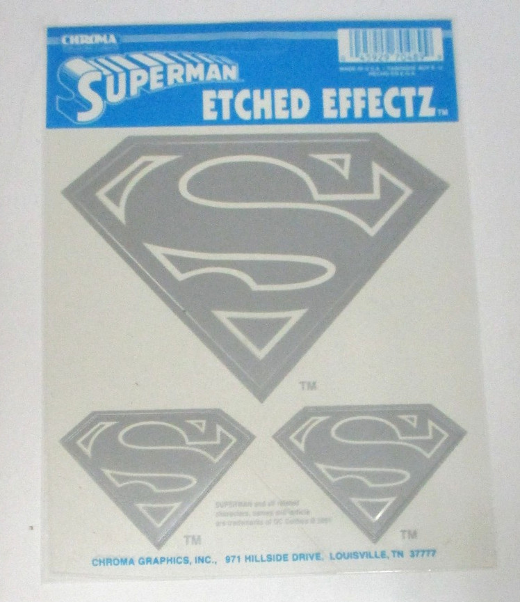 Chroma Etched Effectz – Superman – Decals for Car/Wall x 1 Sheet of 3 Decals