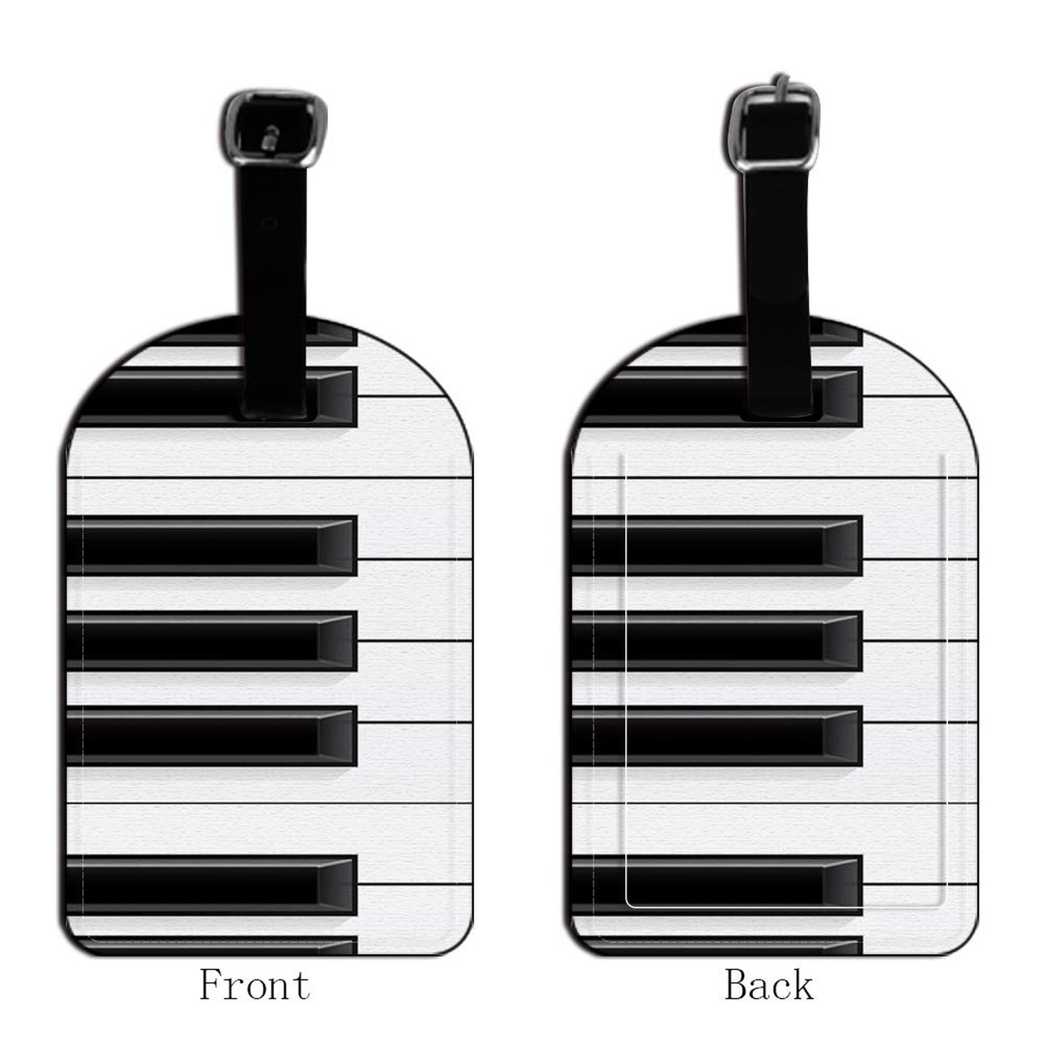 Nicokee Piano Keys-Music Leather Luggage ID Tag White Black Travel Bag Label …