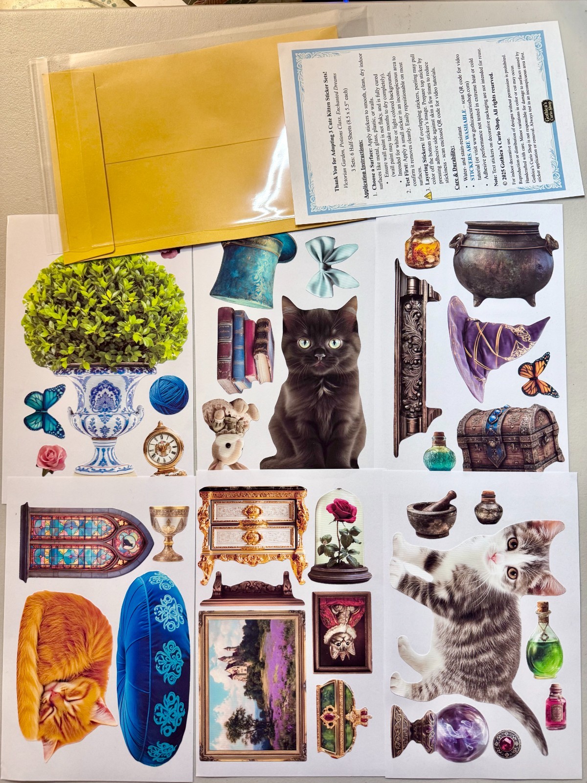 Fantasy Kitten Wall Decal Stickers, v4 Standard Set, EZ Peel & Restick, No-Rip