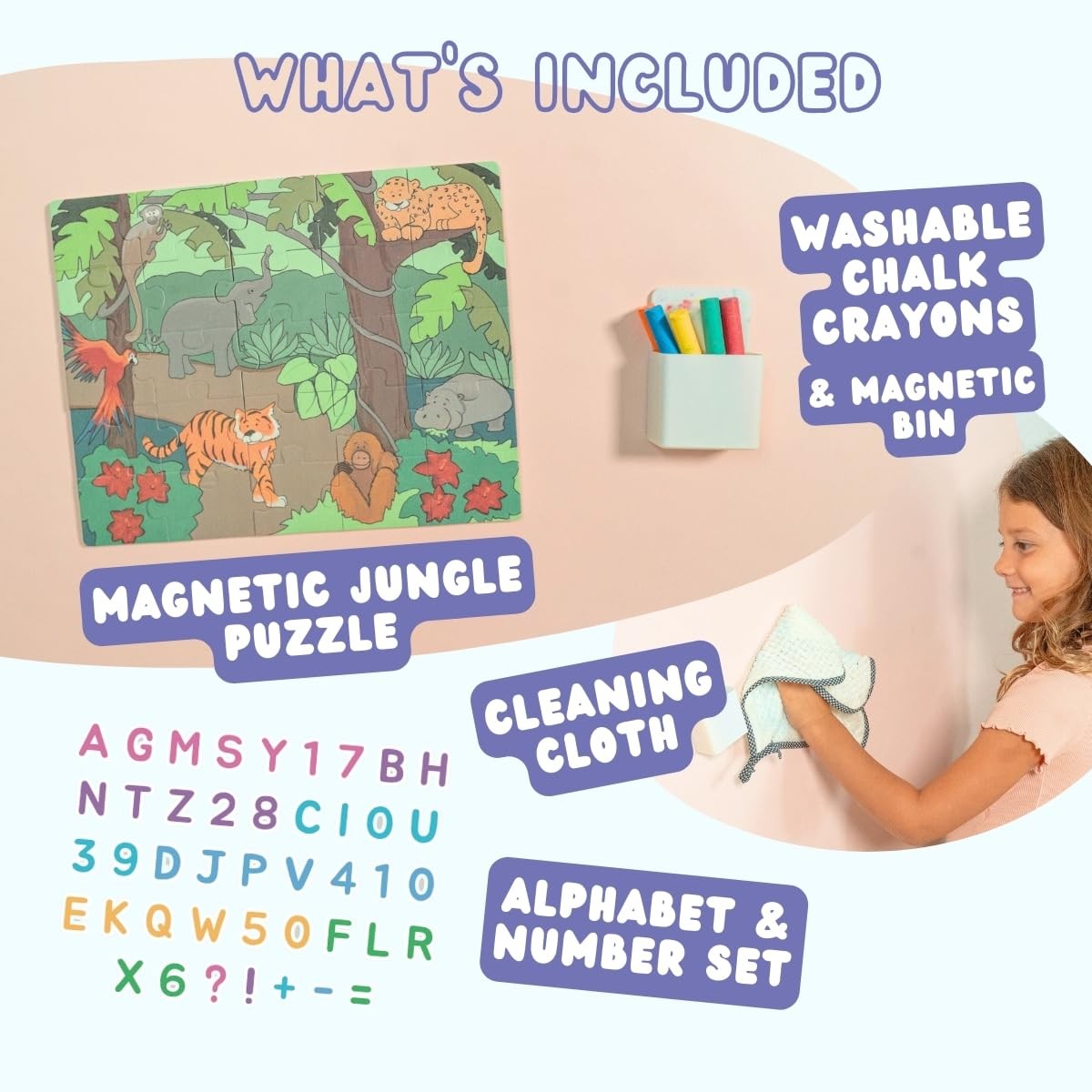 New! Magnetic Wall Decal for Kids Playrooms, Colorable and Magnetic Tile Comp…