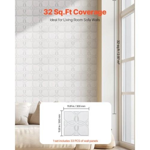 3D Wall Panels 33Pack 1181 x 1181 in PVC Modern Art Minimalist Floral