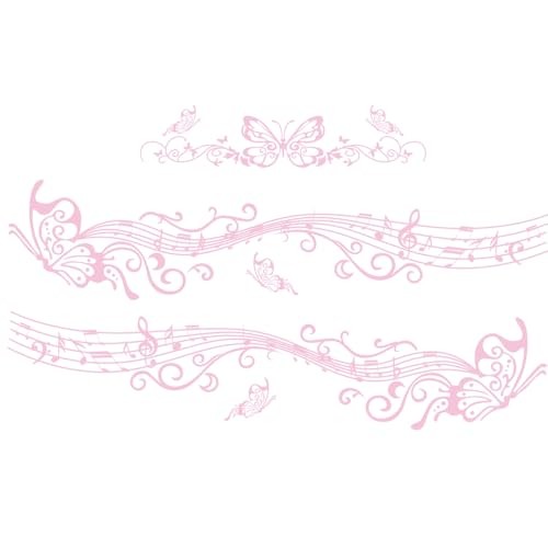 Fun Note Graphic car Stickers Butterfly Creative Decoration Hood Door Rear Pink