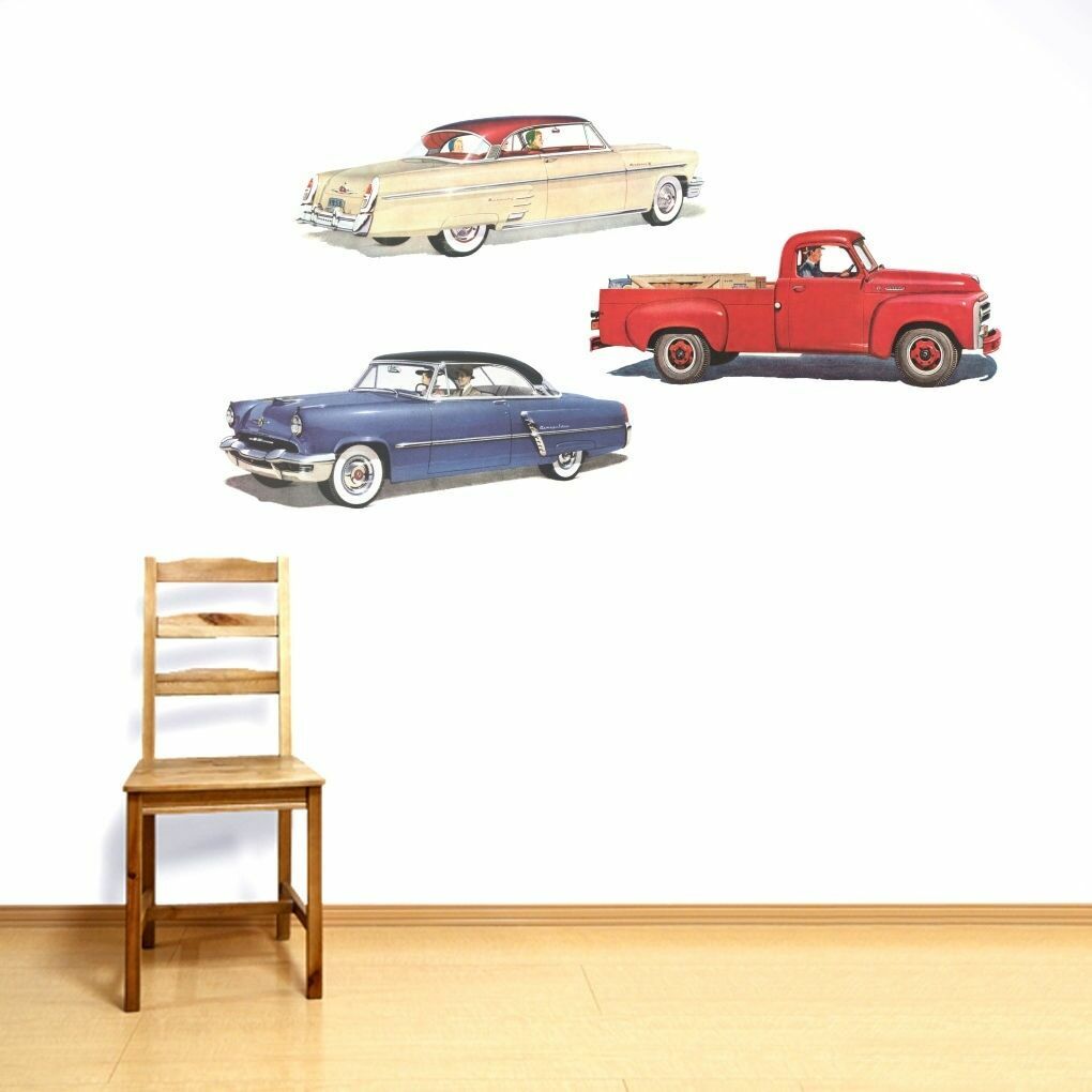 Old Cars Printed Wall Decal Pack – Cars, Auto, Travel, Man Cave, Teens, Wall Art