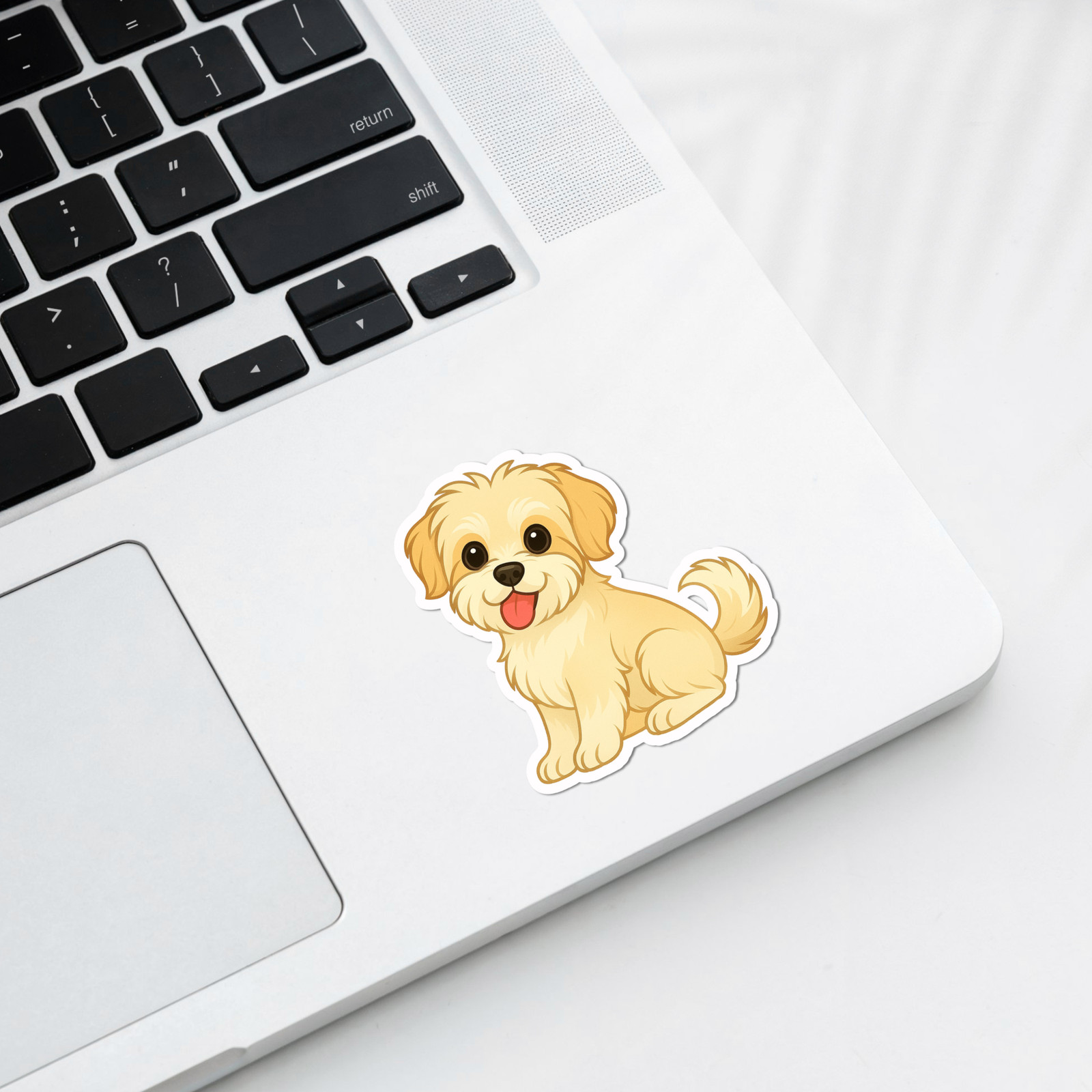 Personalized Shorkie Dog Sticker Magnet Bookmark – Gold and White