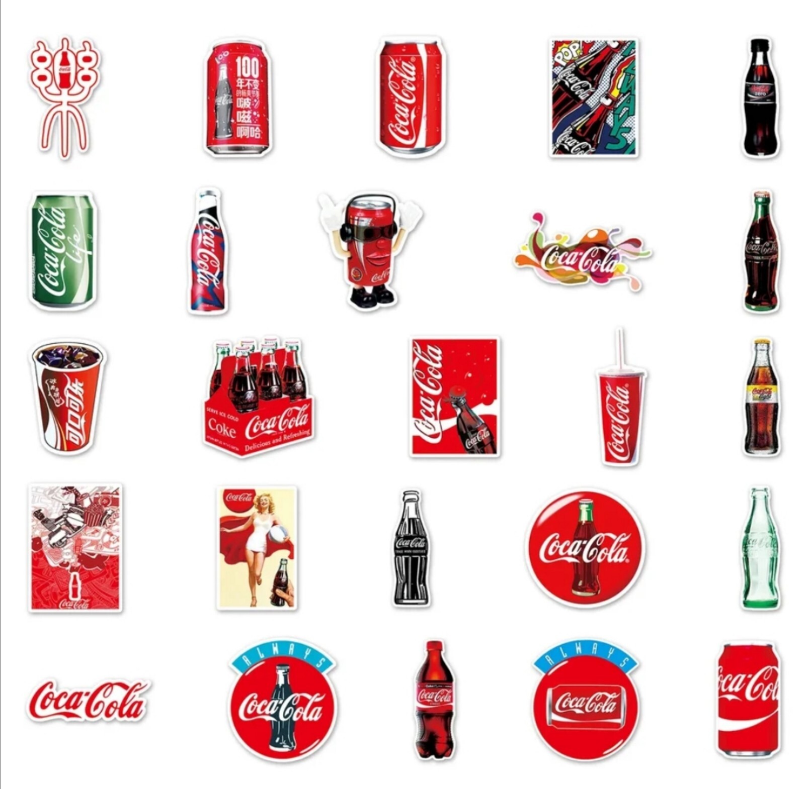 10 PCS Vintage & Modern Soda Can Bottle Signs Stickers BRAND NEW