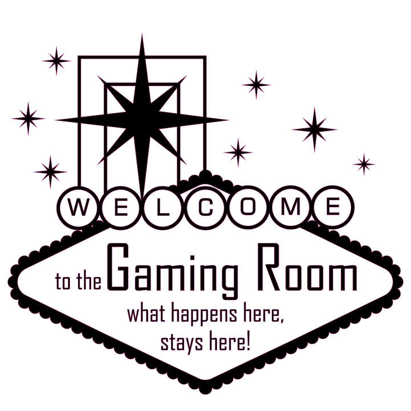 Welcome To The Gaming Room What Happens Here Stays Here Home Wall Decal 18×20