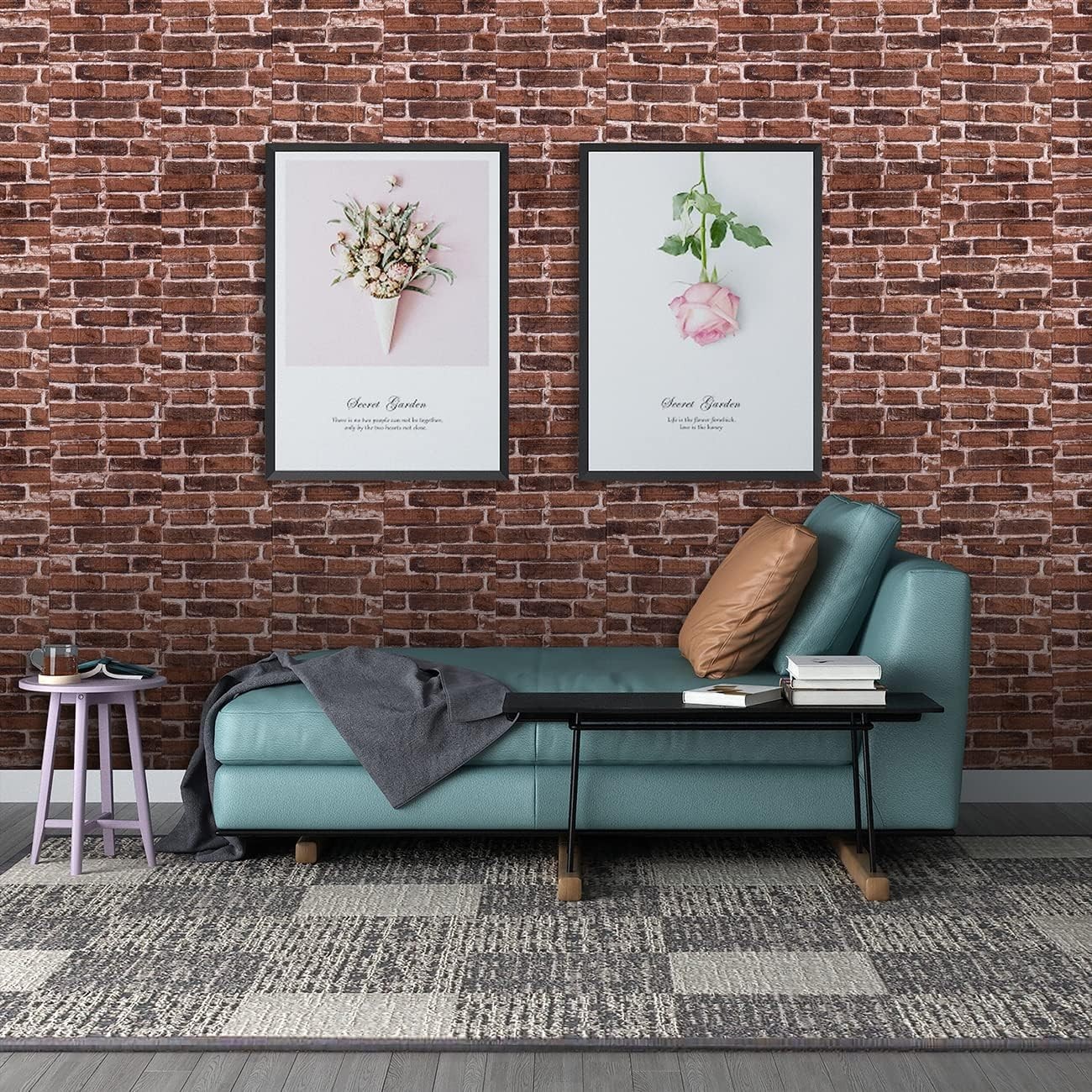 Red 3D Brick Wall Paneling – Pack of 20, Self-Adhesive/-