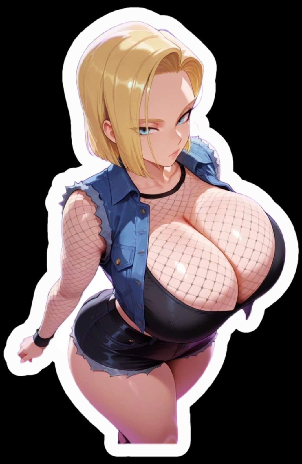 Android 18 Sticker 5" fishnet waifu adult anime decal high gloss quality print