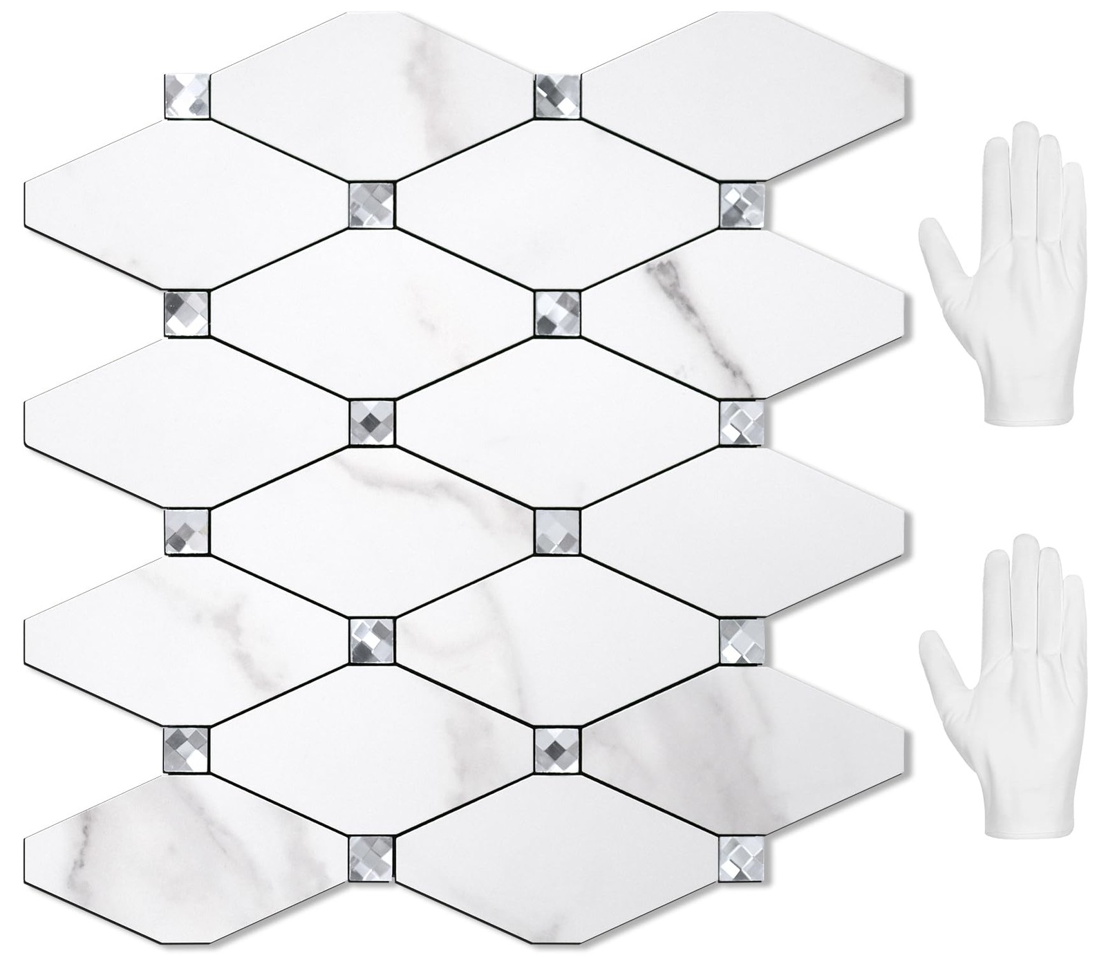 STICKGOO 10 Sheets Peel and Stick Backsplash Calacatta Stick on Aluminum