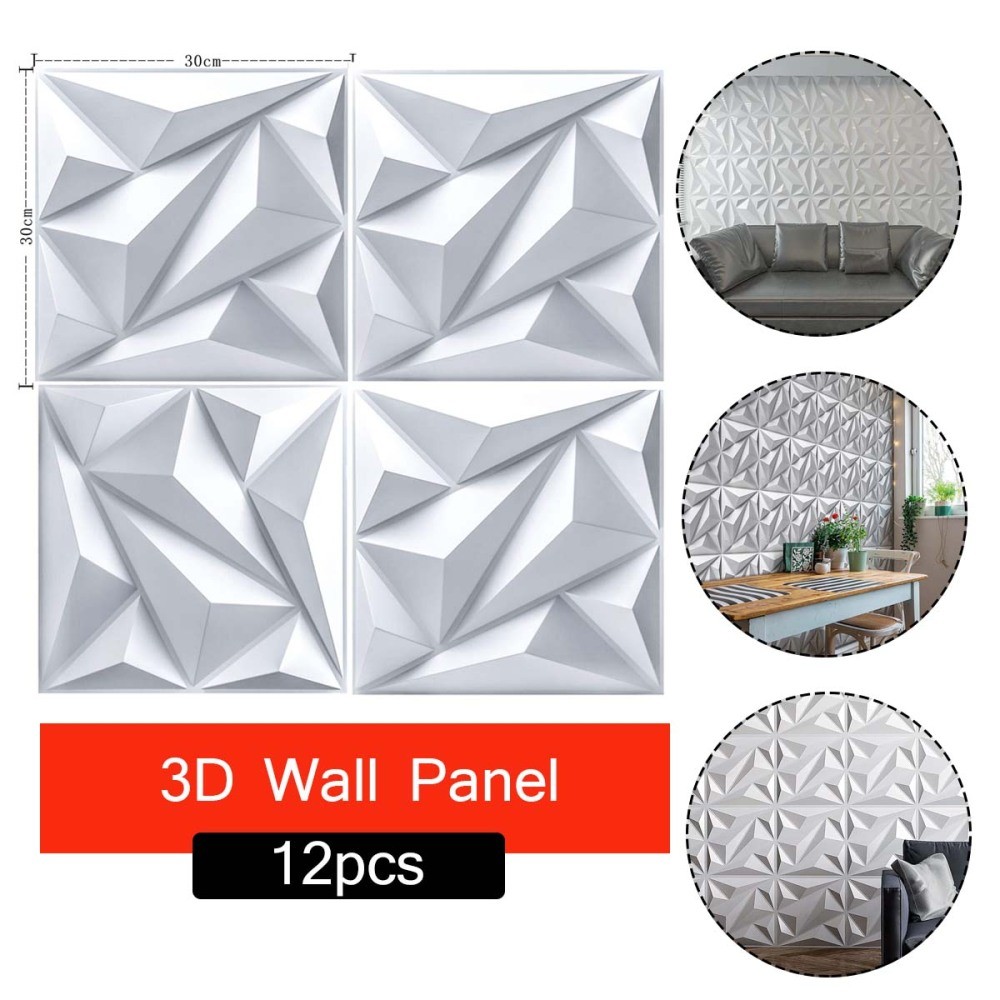 12 Pcs PVC Wall Panels Covering Cladding Decorative 3D For Kitchen Bedroom