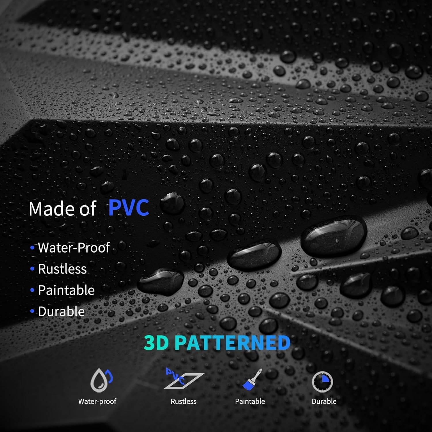 Durable 3D Diamond PVC Wall Panels – 50 Pack, Perfect for Any Room – 12"x12"