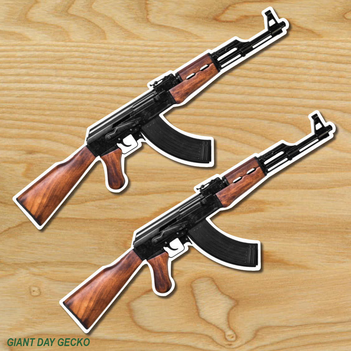 (2) TWO AK47 AK-47 Vinyl Decal Sticker For Car Laptop Skateboard NEW USA Rifle