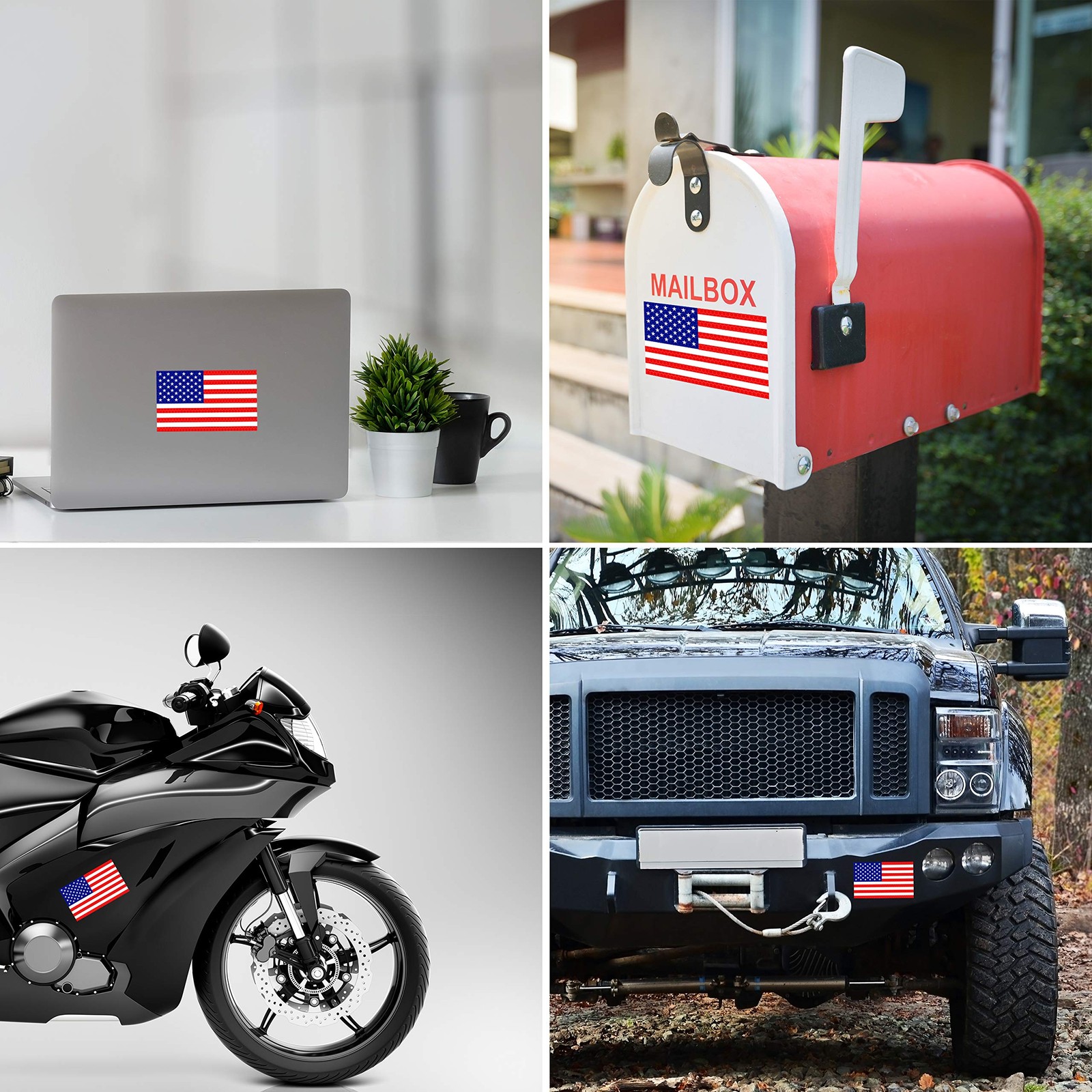 3PC Reflective American Flag Sticker – 5×3 Inches – American Flag Decal Stick…