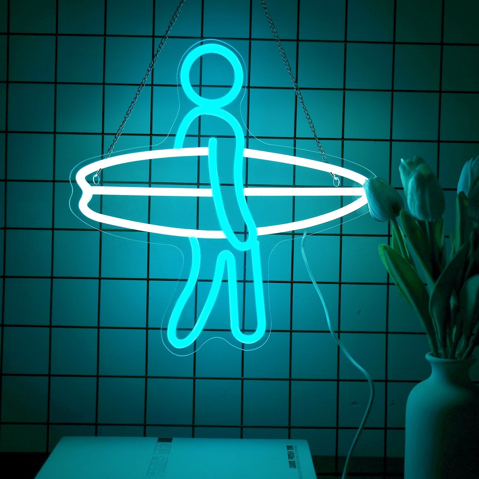 Surfer Neon Sign for Home Décor, Surfboard Neon Light for Wall Decor, Surfi