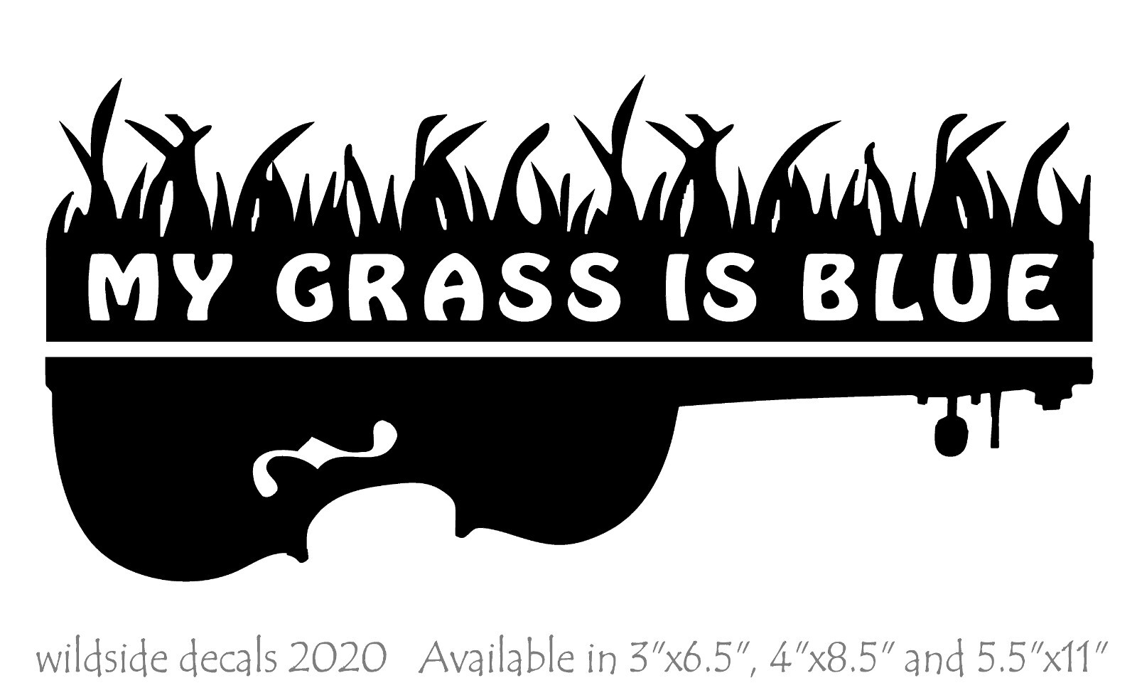 My Grass Is Blue Decal with Fiddle Car Vinyl Music Sticker