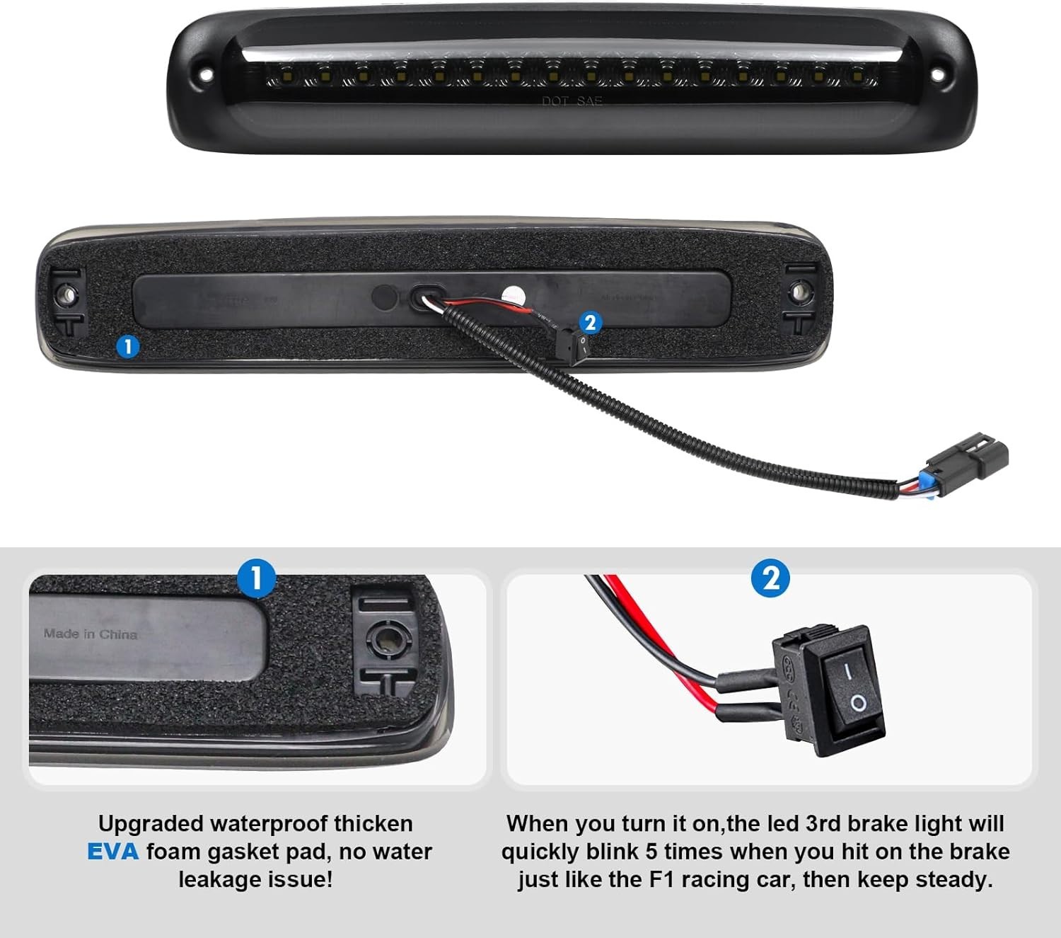 LED 3Rd Brake Light Replacement for 1999-2006 Silverado Sierra 1500 2500 3500 HD
