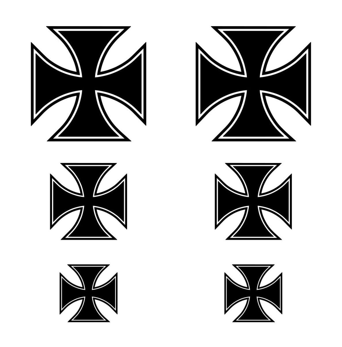 German Maltese Iron Cross Vinyl Decals Set of 6 Stickers – For RC Planes Models
